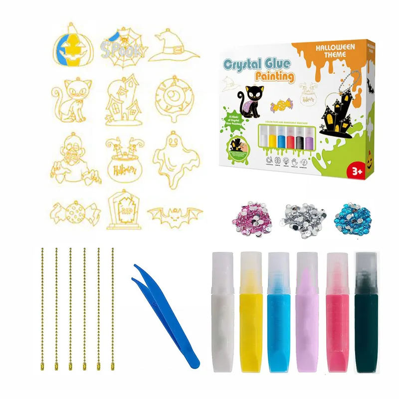 Halloween crystal art craft kit with character shapes and colorful materials