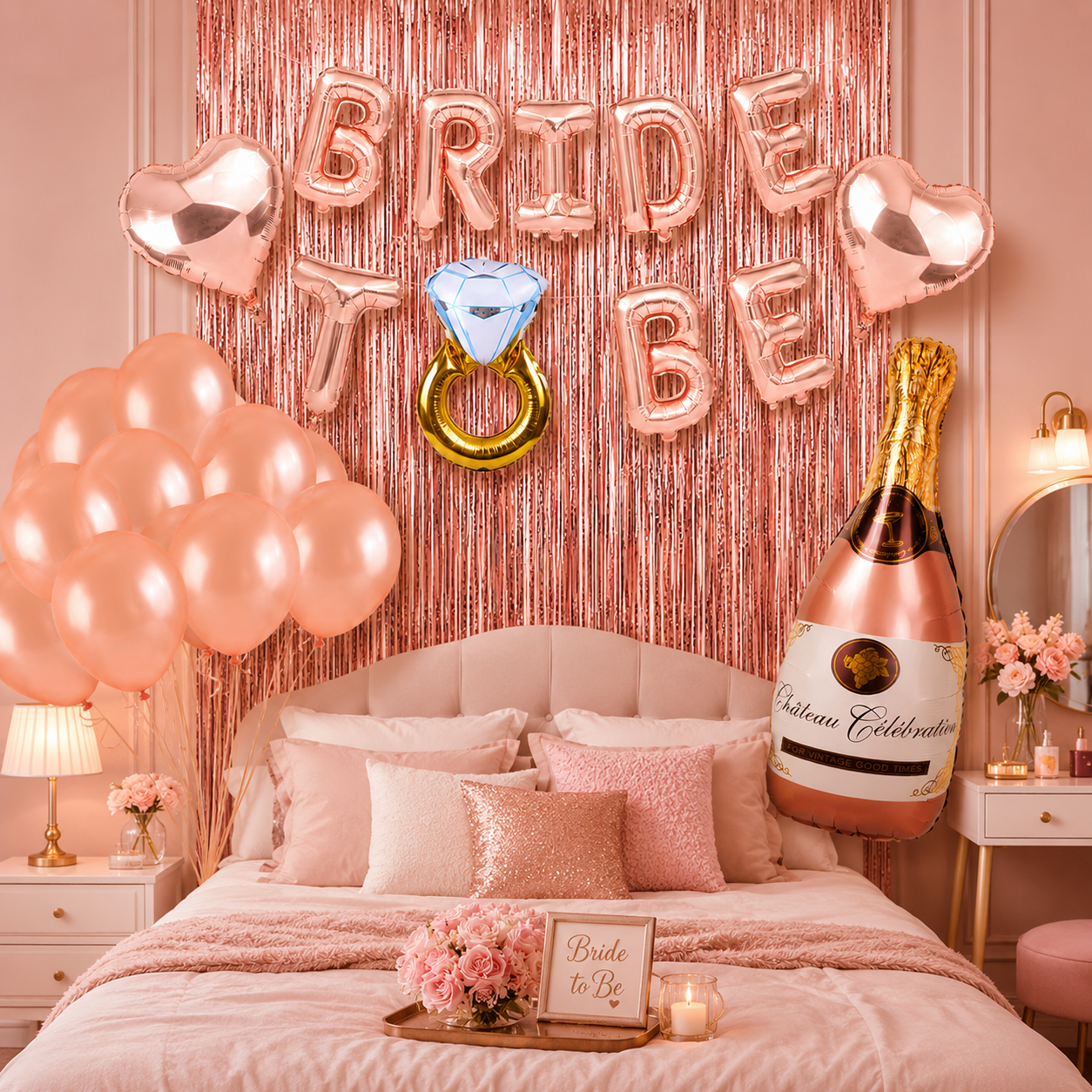 Rose gold bride party kit
