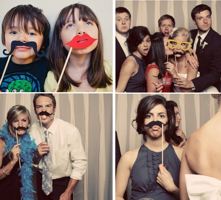 Funny mustache photo booth props set